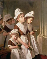 Findelmädchen beim Gebet in der Kapelle, ca. 1877